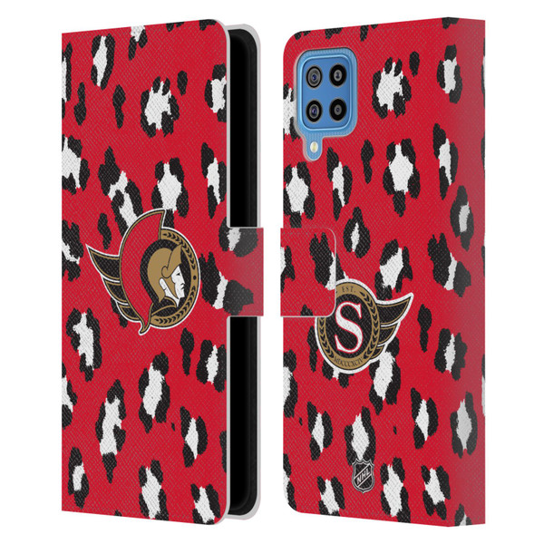 NHL Ottawa Senators Leopard Patten Leather Book Wallet Case Cover For Samsung Galaxy F22 (2021)