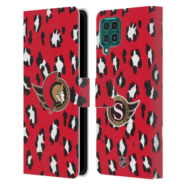 NHL Ottawa Senators Leopard Patten Leather Book Wallet Case Cover For Samsung Galaxy F62 (2021)