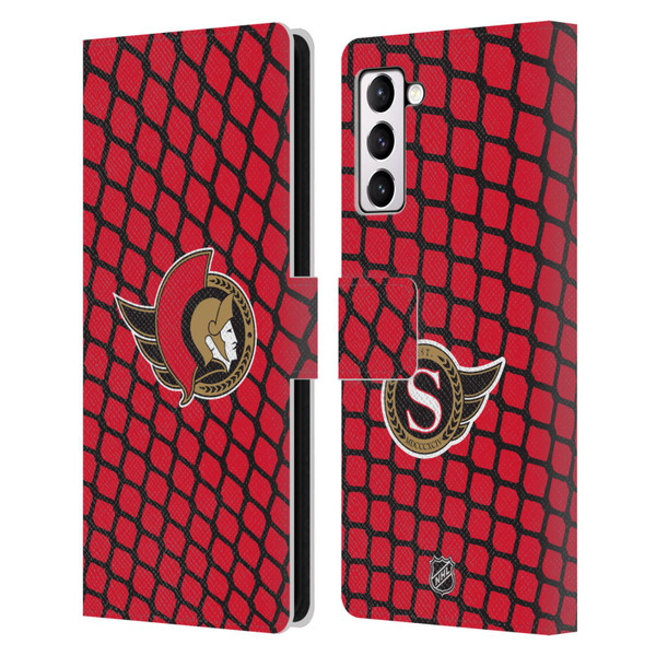 NHL Ottawa Senators Net Pattern Leather Book Wallet Case Cover For Samsung Galaxy S21+ 5G