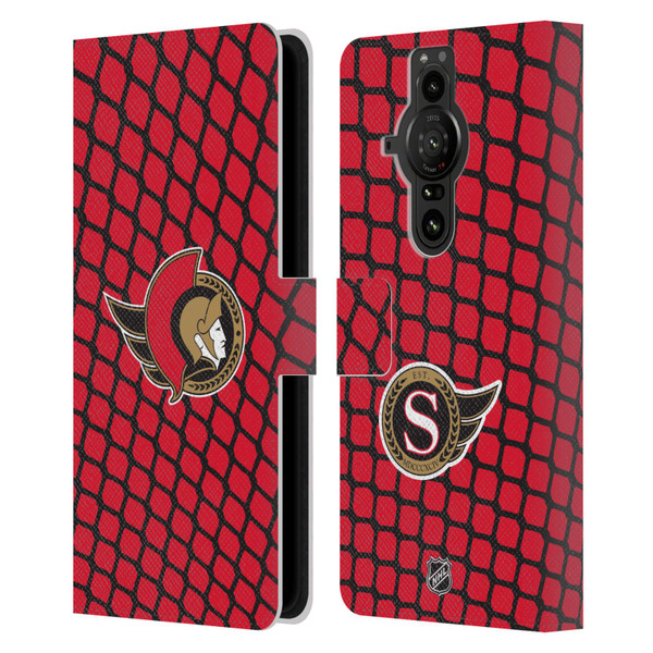 NHL Ottawa Senators Net Pattern Leather Book Wallet Case Cover For Sony Xperia Pro-I