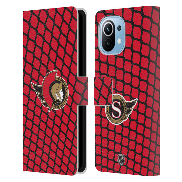 NHL Ottawa Senators Net Pattern Leather Book Wallet Case Cover For Xiaomi Mi 11