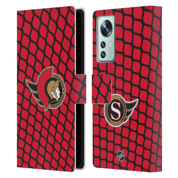 NHL Ottawa Senators Net Pattern Leather Book Wallet Case Cover For Xiaomi 12