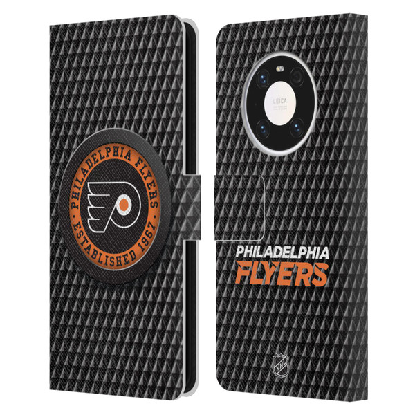 NHL Philadelphia Flyers Puck Texture Leather Book Wallet Case Cover For Huawei Mate 40 Pro 5G