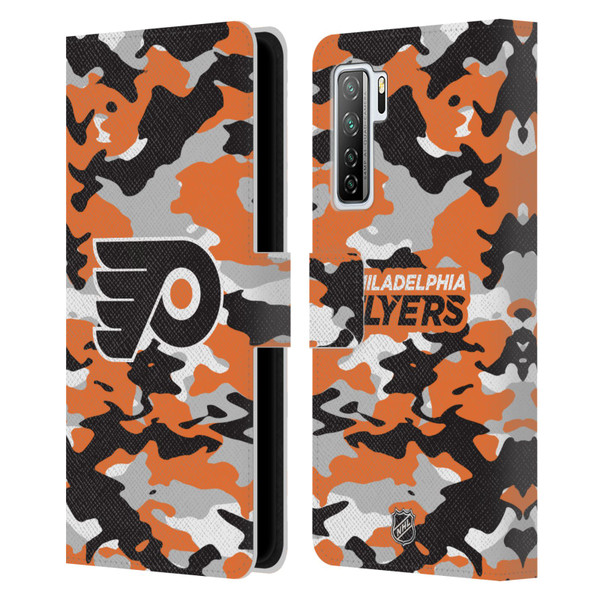 NHL Philadelphia Flyers Camouflage Leather Book Wallet Case Cover For Huawei Nova 7 SE/P40 Lite 5G