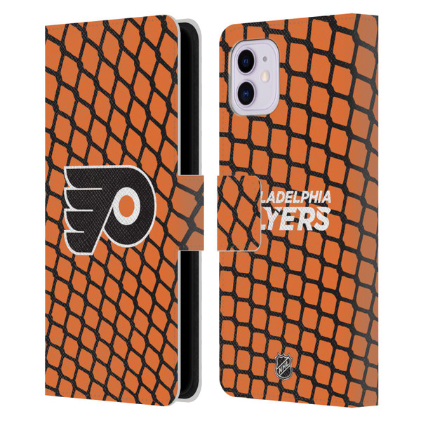 NHL Philadelphia Flyers Net Pattern Leather Book Wallet Case Cover For Apple iPhone 11