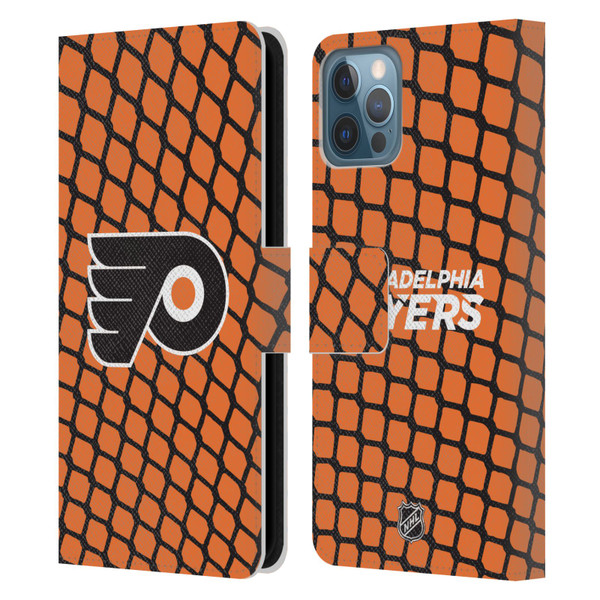 NHL Philadelphia Flyers Net Pattern Leather Book Wallet Case Cover For Apple iPhone 12 / iPhone 12 Pro