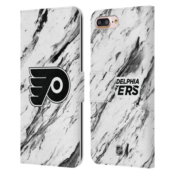 NHL Philadelphia Flyers Marble Leather Book Wallet Case Cover For Apple iPhone 7 Plus / iPhone 8 Plus