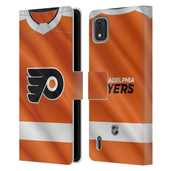 NHL Philadelphia Flyers Jersey Leather Book Wallet Case Cover For Nokia C2 2nd Edition