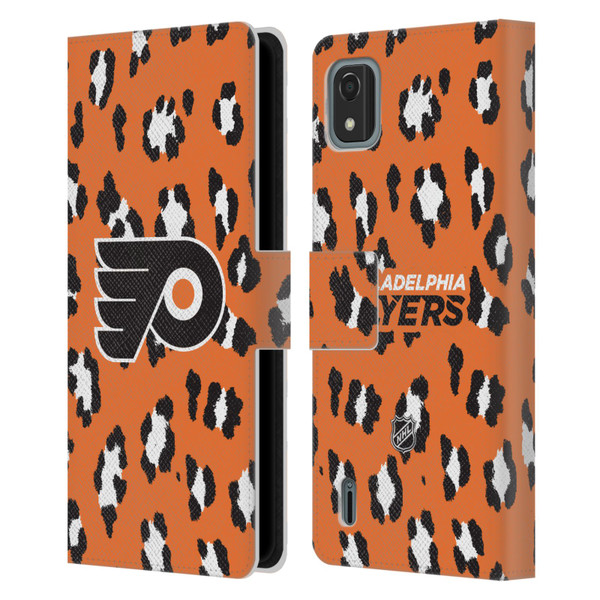 NHL Philadelphia Flyers Leopard Patten Leather Book Wallet Case Cover For Nokia C2 2nd Edition