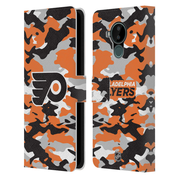 NHL Philadelphia Flyers Camouflage Leather Book Wallet Case Cover For Nokia C30