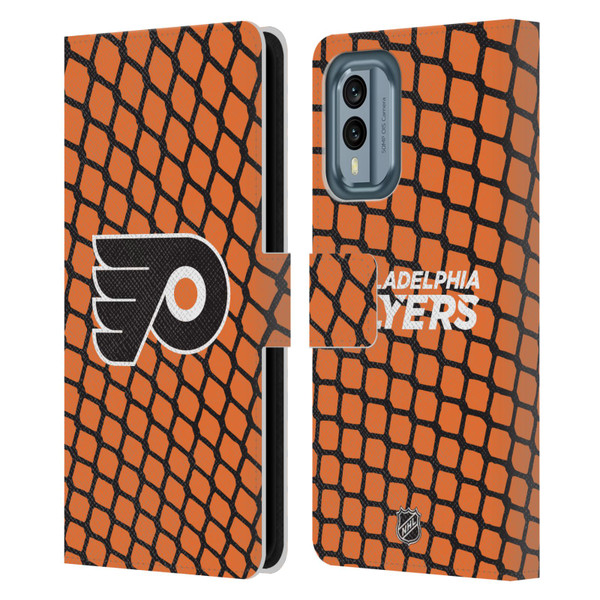 NHL Philadelphia Flyers Net Pattern Leather Book Wallet Case Cover For Nokia X30