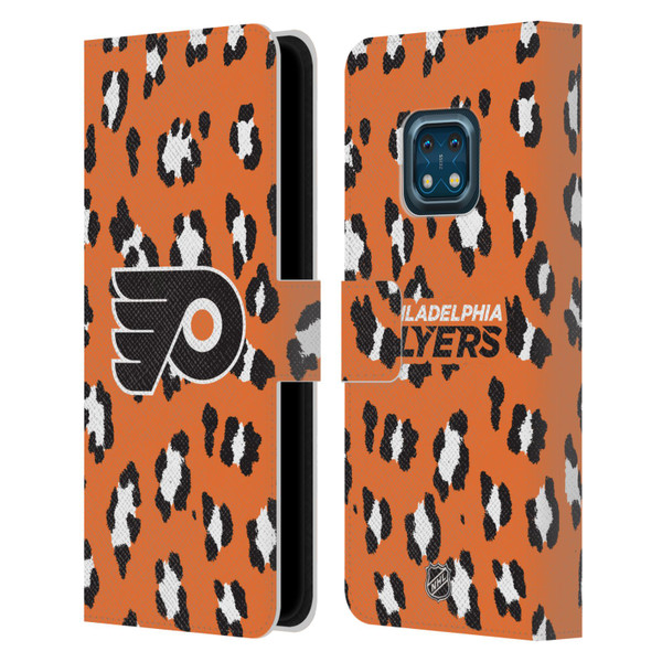 NHL Philadelphia Flyers Leopard Patten Leather Book Wallet Case Cover For Nokia XR20