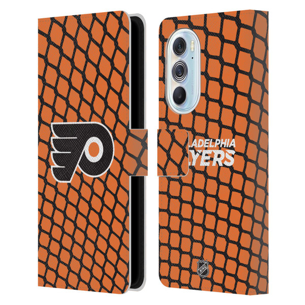 NHL Philadelphia Flyers Net Pattern Leather Book Wallet Case Cover For Motorola Edge X30