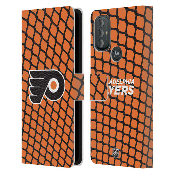 NHL Philadelphia Flyers Net Pattern Leather Book Wallet Case Cover For Motorola Moto G10 / Moto G20 / Moto G30