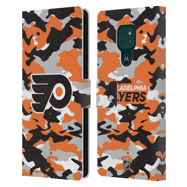 NHL Philadelphia Flyers Camouflage Leather Book Wallet Case Cover For Motorola Moto G9 Play