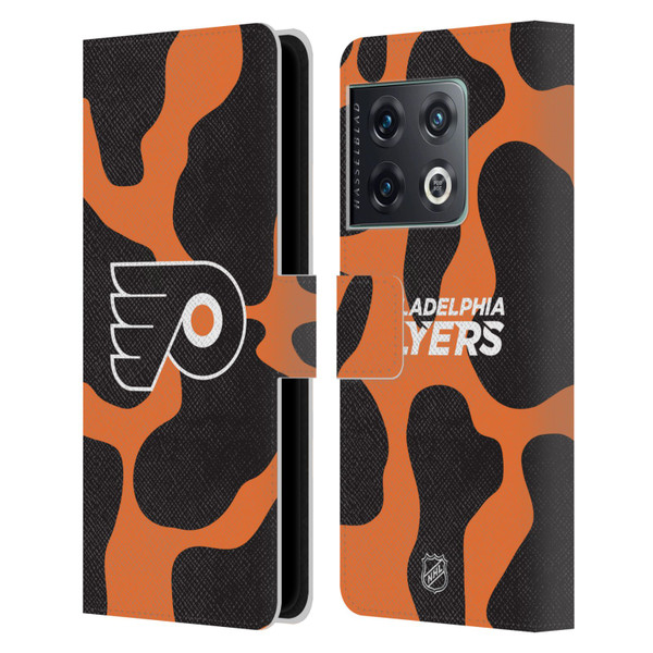NHL Philadelphia Flyers Cow Pattern Leather Book Wallet Case Cover For OnePlus 10 Pro