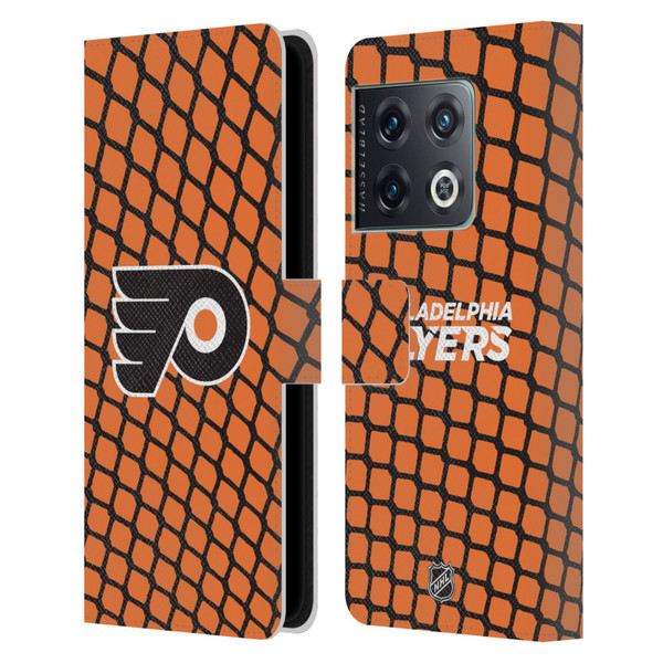 NHL Philadelphia Flyers Net Pattern Leather Book Wallet Case Cover For OnePlus 10 Pro