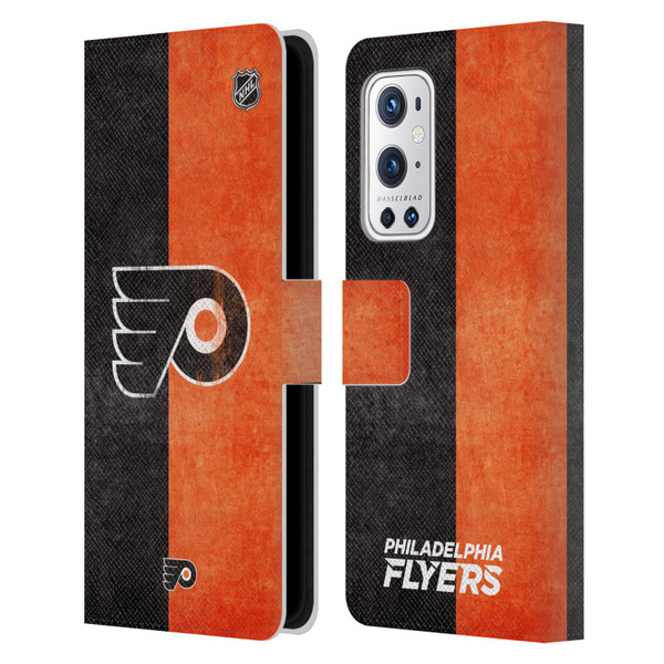 NHL Philadelphia Flyers Half Distressed Leather Book Wallet Case Cover For OnePlus 9 Pro