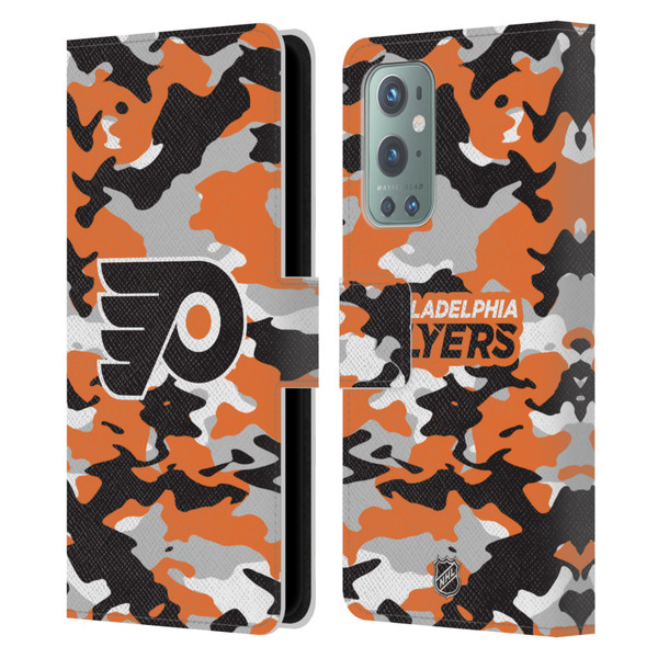 NHL Philadelphia Flyers Camouflage Leather Book Wallet Case Cover For OnePlus 9