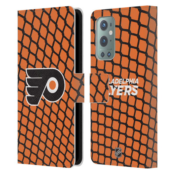 NHL Philadelphia Flyers Net Pattern Leather Book Wallet Case Cover For OnePlus 9