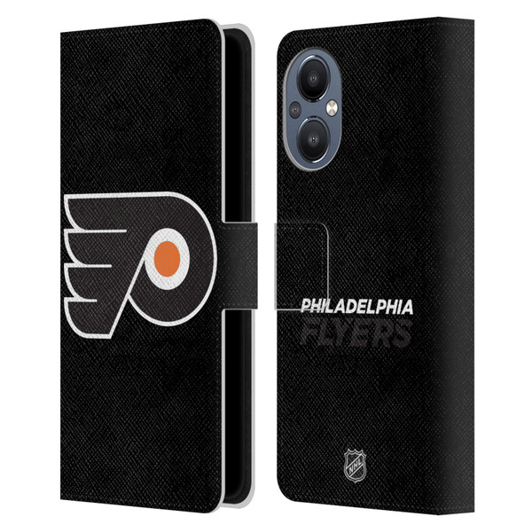NHL Philadelphia Flyers Plain Leather Book Wallet Case Cover For OnePlus Nord N20 5G