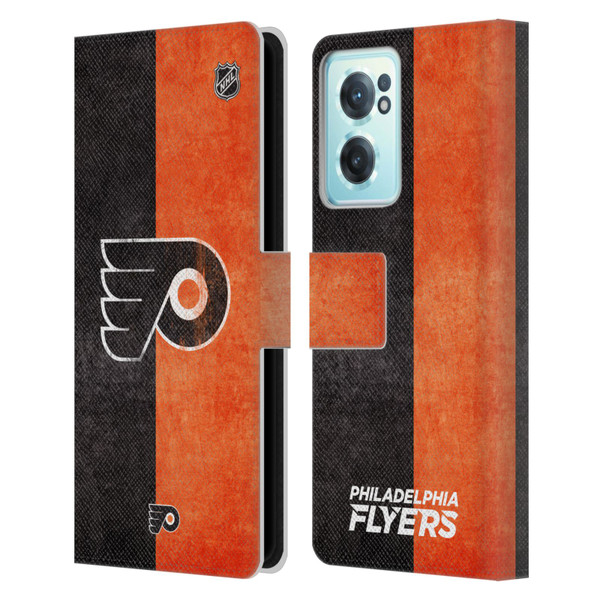 NHL Philadelphia Flyers Half Distressed Leather Book Wallet Case Cover For OnePlus Nord CE 2 5G