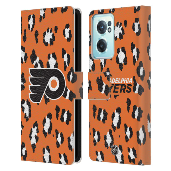 NHL Philadelphia Flyers Leopard Patten Leather Book Wallet Case Cover For OnePlus Nord CE 2 5G