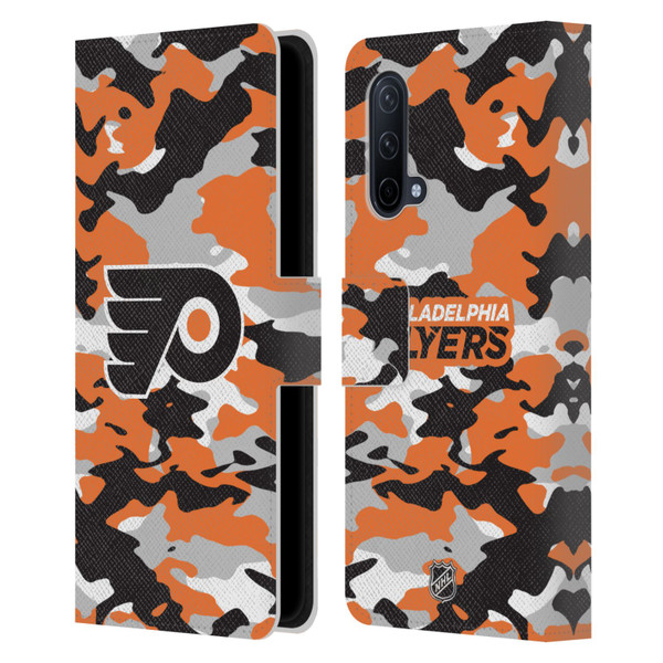 NHL Philadelphia Flyers Camouflage Leather Book Wallet Case Cover For OnePlus Nord CE 5G