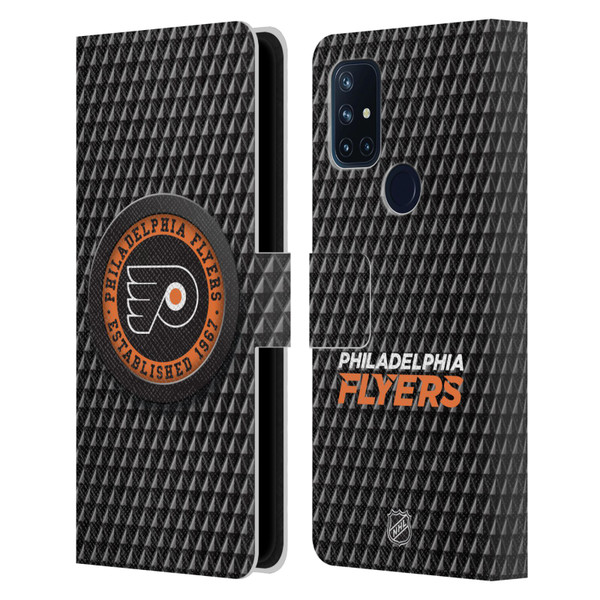 NHL Philadelphia Flyers Puck Texture Leather Book Wallet Case Cover For OnePlus Nord N10 5G