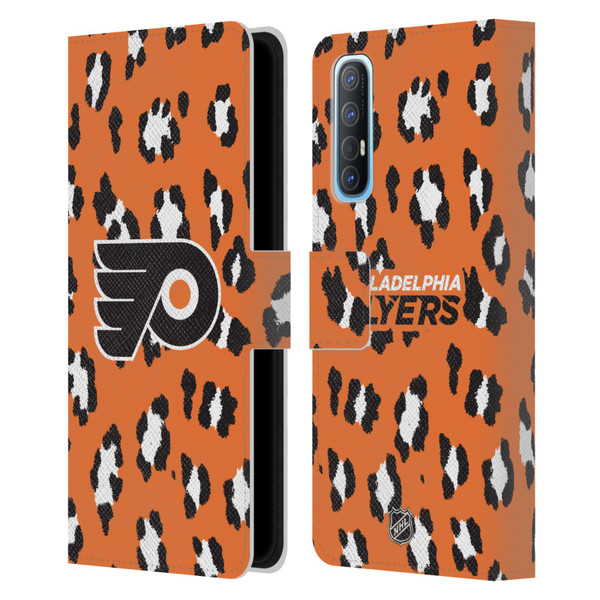 NHL Philadelphia Flyers Leopard Patten Leather Book Wallet Case Cover For OPPO Find X2 Neo 5G