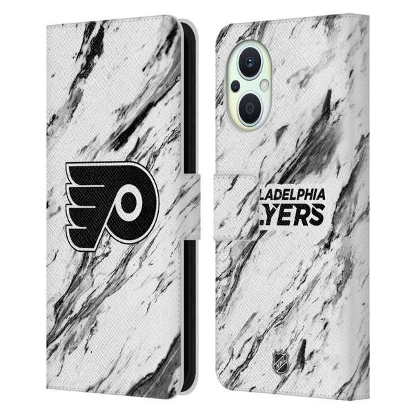 NHL Philadelphia Flyers Marble Leather Book Wallet Case Cover For OPPO Reno8 Lite