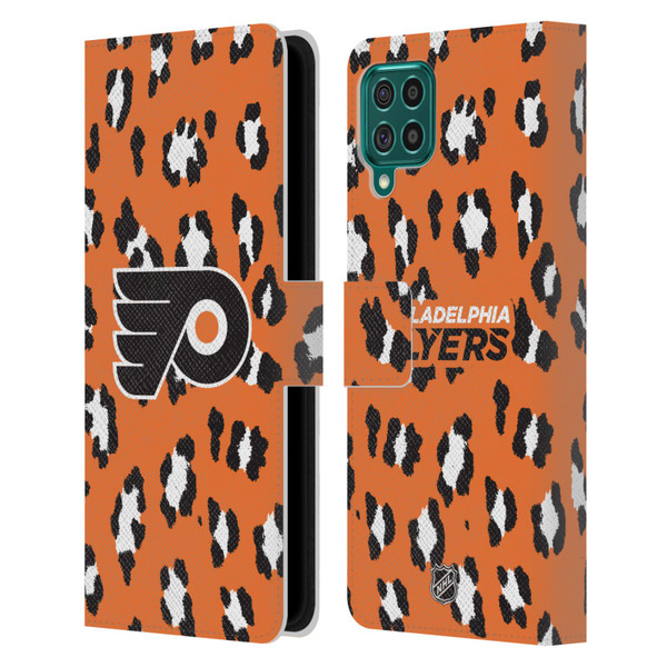 NHL Philadelphia Flyers Leopard Patten Leather Book Wallet Case Cover For Samsung Galaxy F62 (2021)