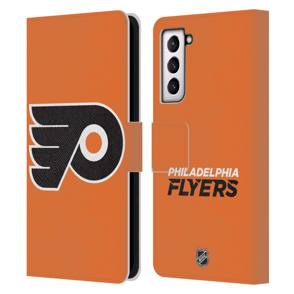 NHL Philadelphia Flyers Plain Leather Book Wallet Case Cover For Samsung Galaxy S21 5G