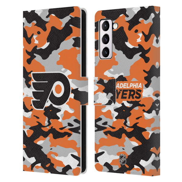 NHL Philadelphia Flyers Camouflage Leather Book Wallet Case Cover For Samsung Galaxy S21+ 5G