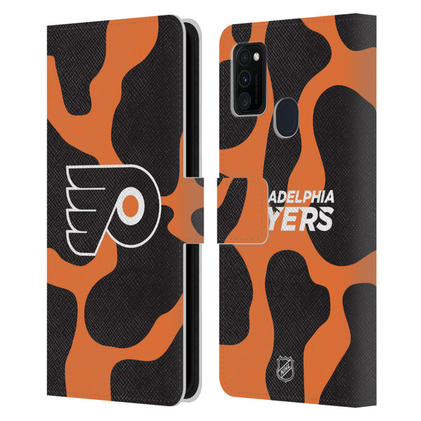 NHL Philadelphia Flyers Cow Pattern Leather Book Wallet Case Cover For Samsung Galaxy M30s (2019)/M21 (2020)