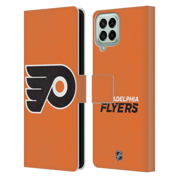 NHL Philadelphia Flyers Plain Leather Book Wallet Case Cover For Samsung Galaxy M33 (2022)