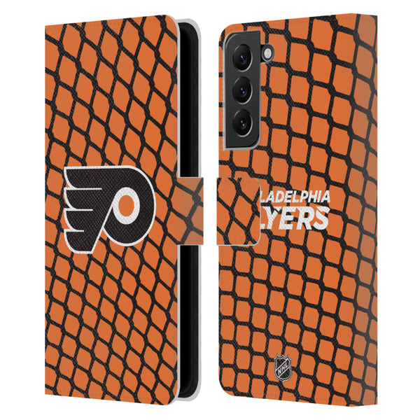 NHL Philadelphia Flyers Net Pattern Leather Book Wallet Case Cover For Samsung Galaxy S22+ 5G