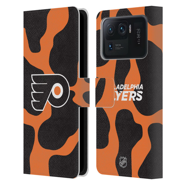 NHL Philadelphia Flyers Cow Pattern Leather Book Wallet Case Cover For Xiaomi Mi 11 Ultra