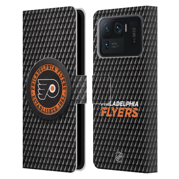 NHL Philadelphia Flyers Puck Texture Leather Book Wallet Case Cover For Xiaomi Mi 11 Ultra
