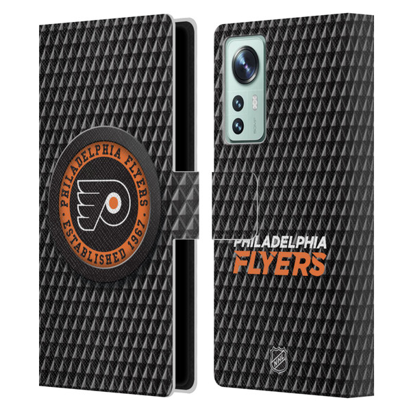 NHL Philadelphia Flyers Puck Texture Leather Book Wallet Case Cover For Xiaomi 12