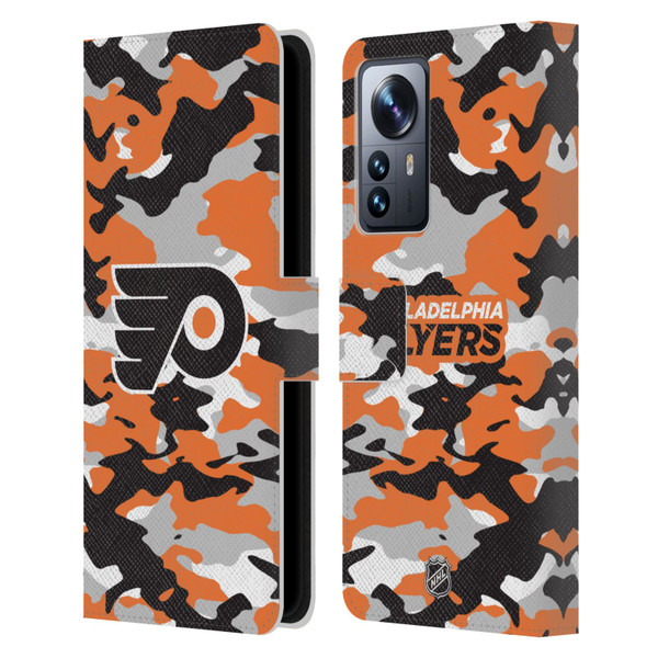 NHL Philadelphia Flyers Camouflage Leather Book Wallet Case Cover For Xiaomi 12 Pro