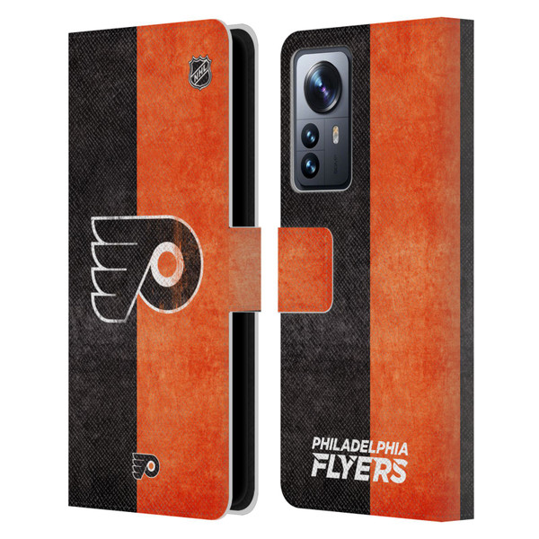 NHL Philadelphia Flyers Half Distressed Leather Book Wallet Case Cover For Xiaomi 12 Pro