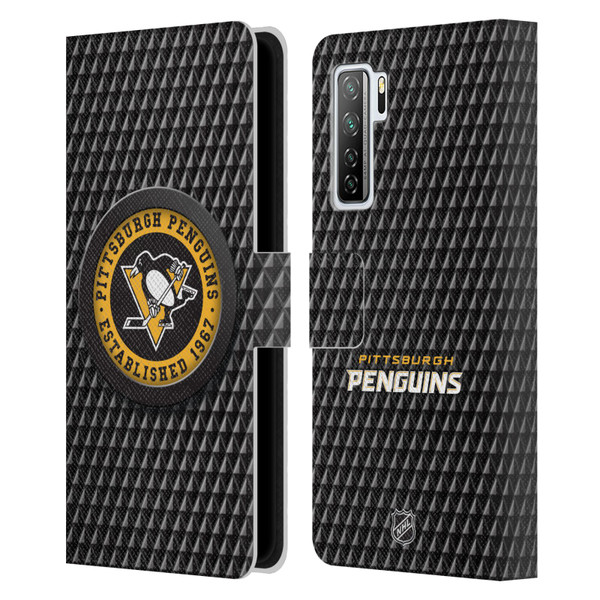 NHL Pittsburgh Penguins Puck Texture Leather Book Wallet Case Cover For Huawei Nova 7 SE/P40 Lite 5G