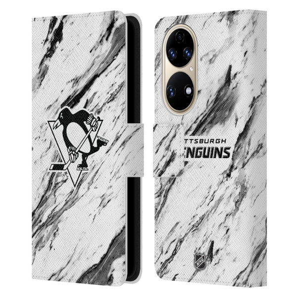 NHL Pittsburgh Penguins Marble Leather Book Wallet Case Cover For Huawei P50