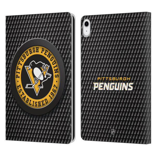 NHL Pittsburgh Penguins Puck Texture Leather Book Wallet Case Cover For Apple iPad 10.9 (2022)