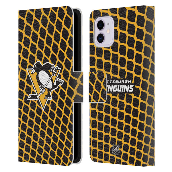 NHL Pittsburgh Penguins Net Pattern Leather Book Wallet Case Cover For Apple iPhone 11