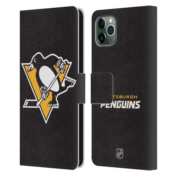 NHL Pittsburgh Penguins Plain Leather Book Wallet Case Cover For Apple iPhone 11 Pro Max