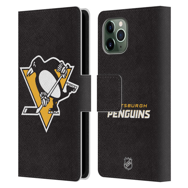 NHL Pittsburgh Penguins Plain Leather Book Wallet Case Cover For Apple iPhone 11 Pro
