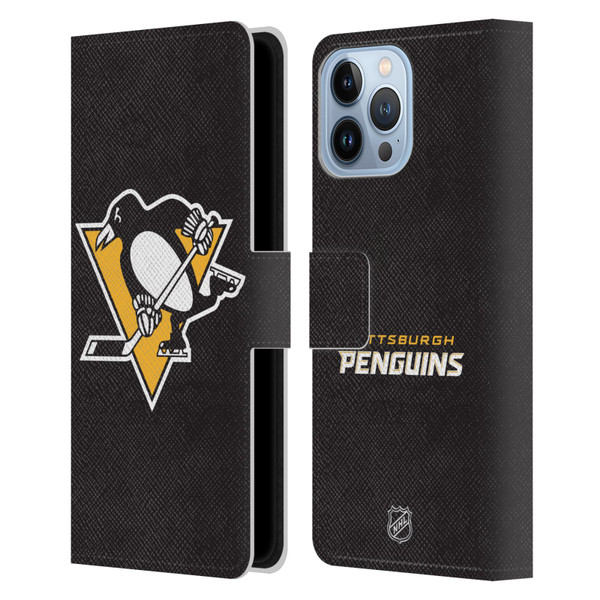 NHL Pittsburgh Penguins Plain Leather Book Wallet Case Cover For Apple iPhone 13 Pro Max