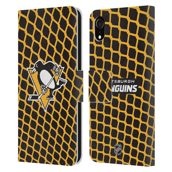 NHL Pittsburgh Penguins Net Pattern Leather Book Wallet Case Cover For Apple iPhone XR